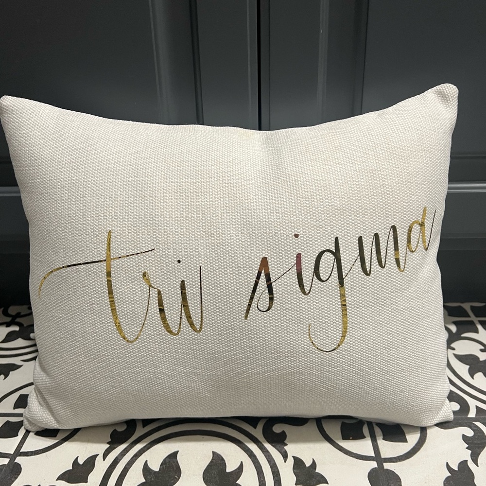 Tri Sigma Decorative Pillow - Gold and Cream